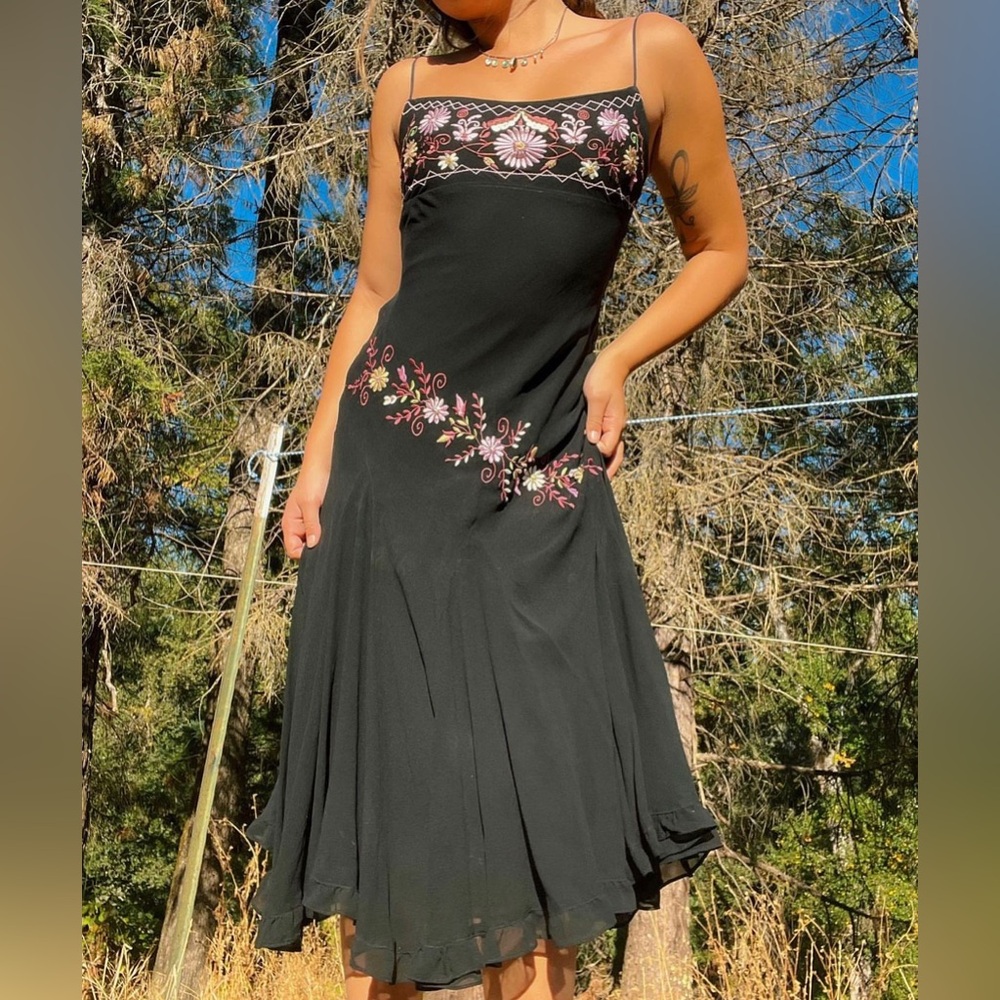 Vintage 90s Betsy johnson silk midi dress